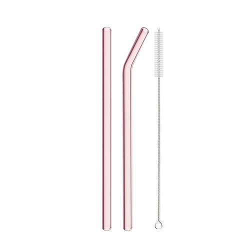 Pink glass straw reusable - pink,
