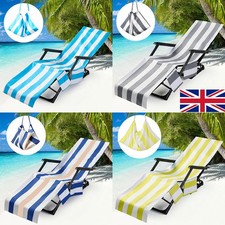 Sun Lounger Beach Towel Carry Pockets Soft Microfibre Quick Dry Chair Towel