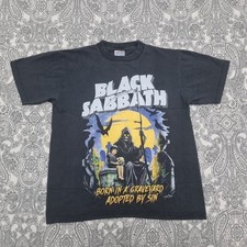 Vintage Black Sabbath T Shirt Size Large Born In A Graveyard Ozzy Osbourne Tour 