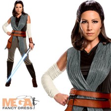 Rey Ladies Fancy Dress Disney Star Wars The Last Jedi Adults Womens Costume New