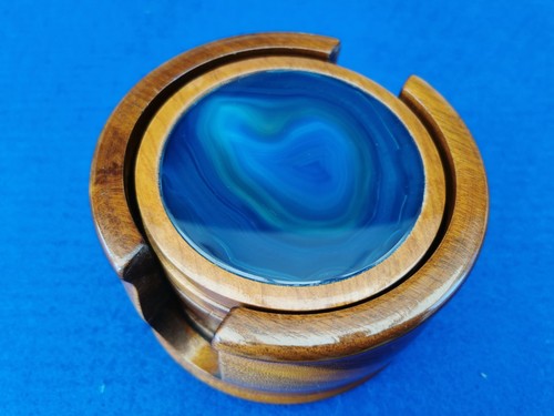 Blue agate coaster - coaster, set