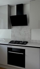 Waterline Cooker Hood 60 cm Angled kitchen Extractor Chimney Hood Black Glass