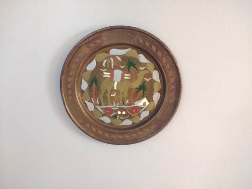 Metal plate hand painted - plate,