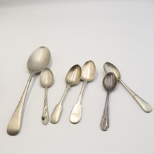 Mixed Solid Silver & EPNS Spoons Lot of 7 Vintage/Antique Hallmarked