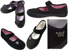 Girls Black Plimsolls School