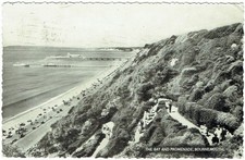 VINTAGE B/W POSTCARD, DORSET, THE BAY AND PROMENADE, BOURNEMOUTH