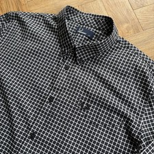 FRED PERRY Gingham Check Long Sleeve Shirt Black and White Size 2XL XXL Mod 60s