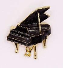Black Piano Music Brooch Pin Brand New FREE P&P