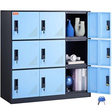 VEVOR 9 Doors Metal Storage Cabinet Employees Steel Storage Cabinet Office Black