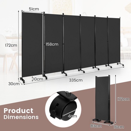 Panel room divider - on, wheels