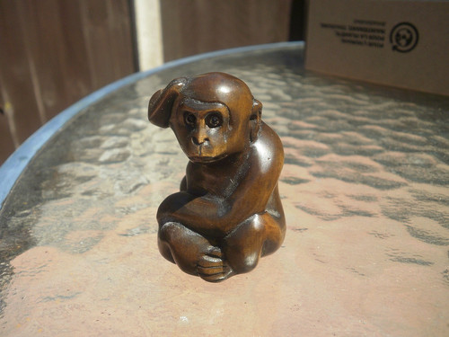 Hand carved wood netsuke - wood,