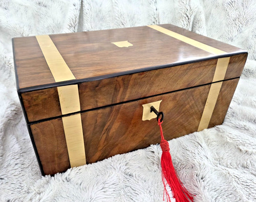 Antique brass bound walnut - brass,