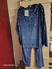 Cozee Home Foil Print Oversized Pyjama Set Navy Size L Brand New With Tags