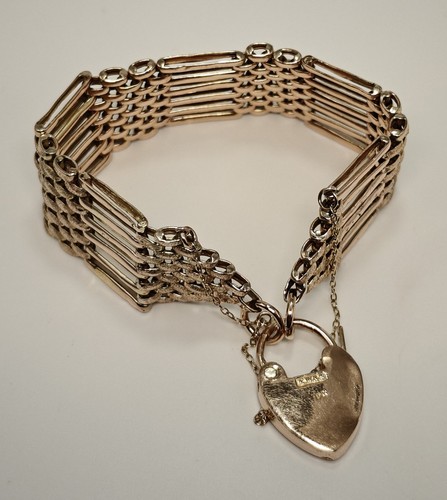 9ct gold gate bracelet - gate, heart