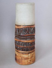 Good 9.5" Tall Signed Louis Hudson Studio Pottery 1970s Abstract Brutalist Vase