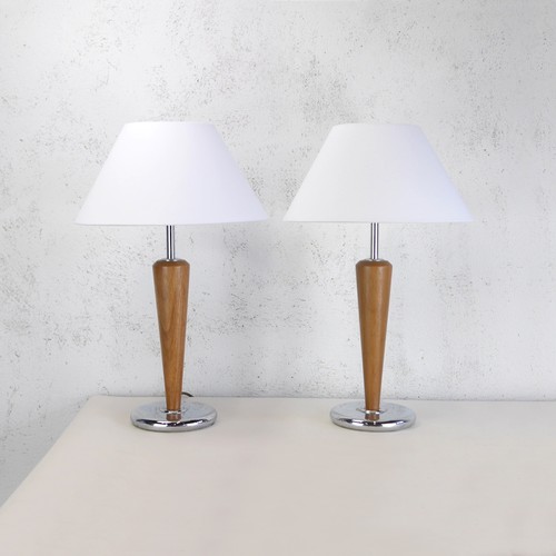 Pair vintage chrome wood - pair,