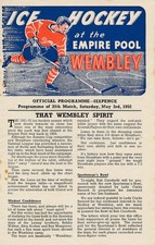 ICE HOCKEY PROGRAMME - Wembley Lions v Brighton Tigers 1952