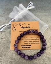 LEPIDOLITE Bracelet Stretchy Handmade With Gift Bag & Card Crystal Gemstone 8mm