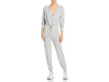 Aqua 289308 Women's V-Neck Knit Jumpsuit - Gray Size Small