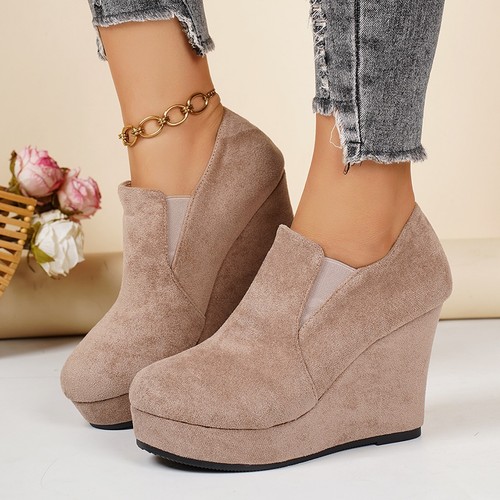 Women faux suede wedge pumps - suede,