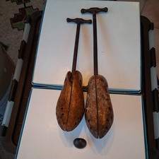 Vintage Shoe Tree Stretchers x 2 Carved Wood & Wrought Iron + Bunion marker