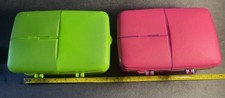 Sistema Lunch Slimline Quaddie 1.5L School X2 Pink & Green Used Three Times