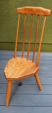 Small Mid Century 1960s Light Beech Wood Stick Back 3 Legged Chair
