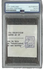 Judy Garland Signed 2x2.CBS Contract Clipping Wizard of Oz PSA PSA/DNA