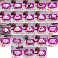 **PINK 2-PACK* PERSONALISED DUMMY PACIFIER SOOTHER, VARIOUS TEATS, MANY DESIGNS