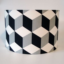Black & White, Monochrome Geometric Design Fabric Ceiling Light or Lamp Shade