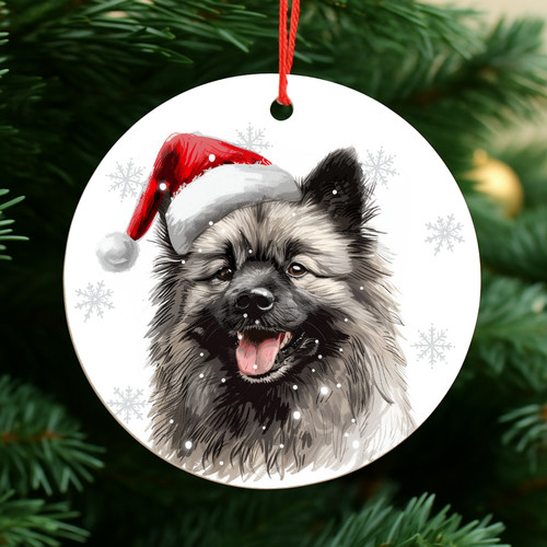 Keeshond dog christmas baubles - keeshond,