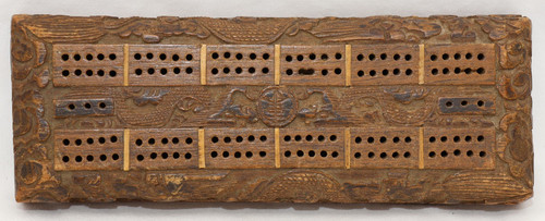 Antique wood cribbage board - wood,