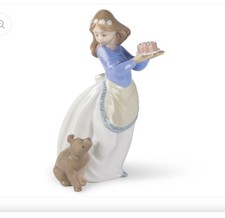 Nao Puppy's Birthday Figurine 18cm Girl with Cake and Dog by LLADRO