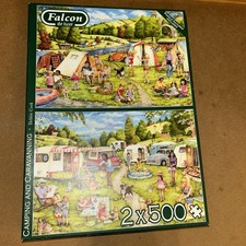 2 x 500 Piece Falcon Jigsaw Puzzles Camping and Caravanning Unchecked SEE BIO