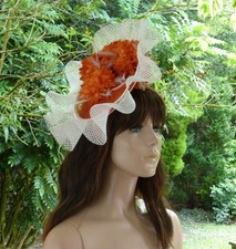Burnt Orange/Ivory/Fascinator