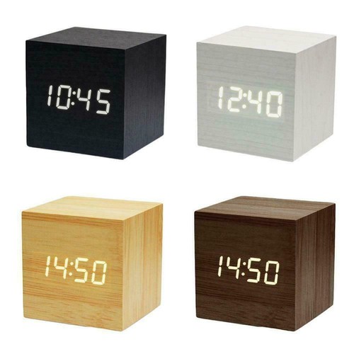 Wooden led digital alarm clock - wooden,