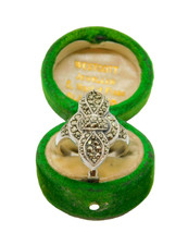 Sterling Silver Art Deco Marcasite Statement Ring Antique c1930 Size P 1/2