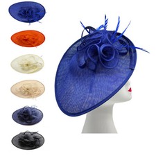 Large Fascinator Feather Flower Ribbon with Headband Party Wedding Ascot Prom