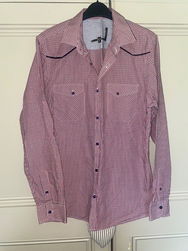 Mens red check long sleeve - red,