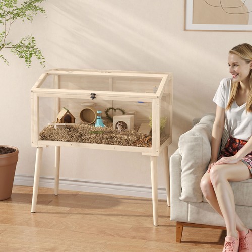 Pawhut wooden hamster - wooden, cage