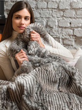 Heated Throw Luxury Zebra Faux