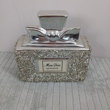 Miss Doir decorative large perfume bottle Silver sparkly ceramic pottery display