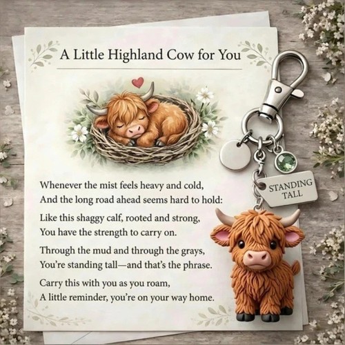 Hot highland cow - hot, keychain