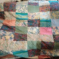 Patchwork Throw bed Settee cover bespoke cotton Multi Colour Retro