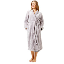 Ladies Fleece Robe Fluffy Teddy Dressing Gown Warm and Cosy Bathrobe With Tie
