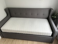 Hunter Grey Fabric Day / Guest Bed 3ft Single Storage Drawer + Sprung Mattress