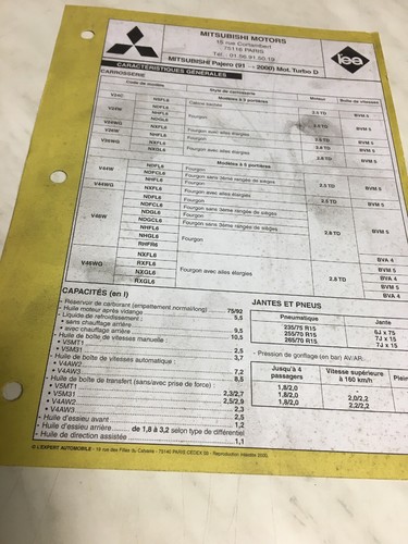 Automobile technical sheet - technical,