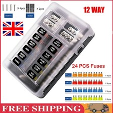 12Way Blade Fuse Box Block & Auto Marine FuseBox Holder 12V 32V Bus Bar Car Kit