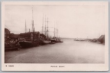 POOLE Dorset Tall Masted ships at the Quay RP Postcard