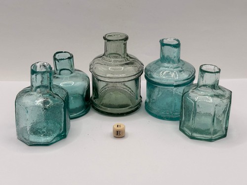 Old glass inks inkwells - old, inks,